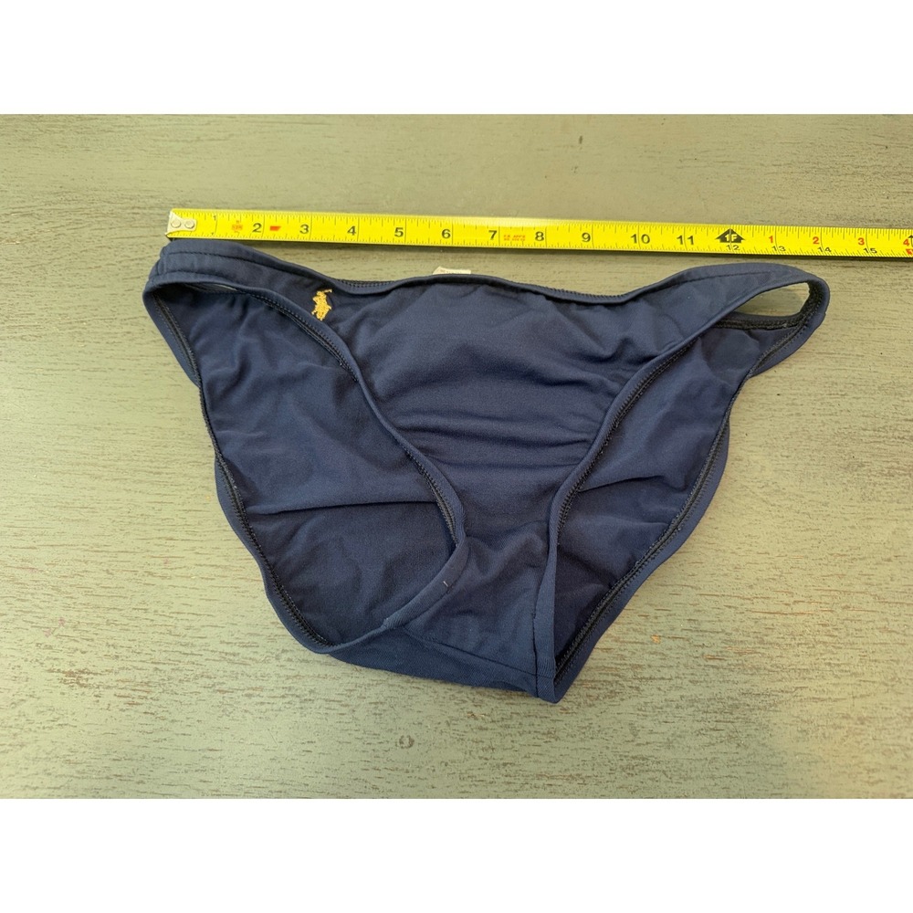 Ralph Lauren Navy Blue Bikini Bottom Gold Pony Logo Small RN 52419